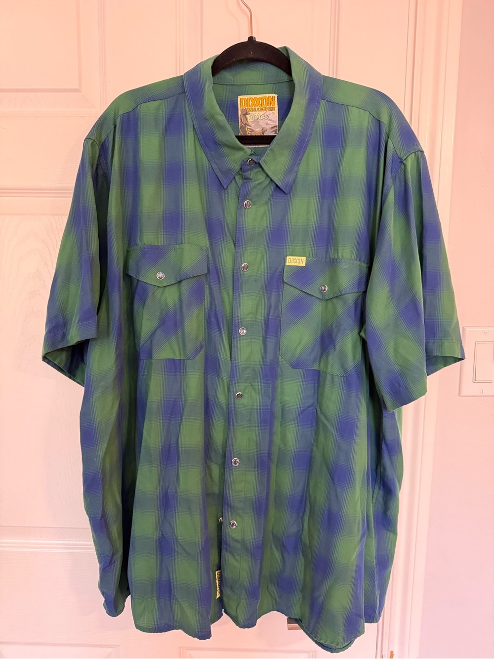 DIXXON Tahoe Men’s Blue and Green Plaid Short-Sleeve Button-Up Shirt 3X